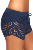 Womens Swim Shorts Cut Out Lace Overlay Lace Swim Bottom Board Shorts