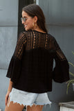 Womens Crochet White Bell Sleeve Top