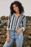 Womens Multicolor Striped Long Sleeve Shirt