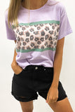 T-shirt léopard à manches courtes et col rond