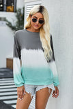 Women Color Block Casual Tops Tie Dye Pullover Sweatshirt