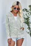 Women's Camo Print Full-Zip Hoodie Jacket with Pocket
