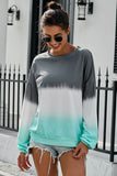 Femmes Color Block Casual Tops Tie Dye Pull Sweat