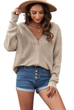 Women's Cute Hoodies Zipper V-neck Oversized Knitted Sweater