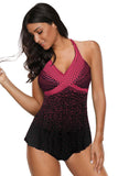 Tankini Bathing Suits for Women Dot Print Halterneck Two Piece Swimsuits Sets