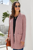 Women's Fuzzy Popcorn Oversized Sweater Coat Dusty Pebble Open Front Cardigan