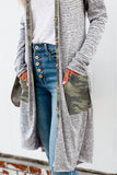 Women's Open Front Printed Cardigans Patchwork Long Striped Sweaters with Pockets