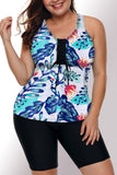 Womens Racerback Ombre Color Block Print Tankini Swimsuits