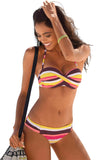 Womens Push Up Bikini Set Stripes Halter Bathing Suits 2 Pieces Swimsuit