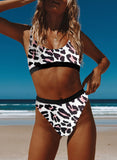 Athletic Striped High Waisted Bathing Suits For Women