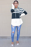 Women's Casual Color Block Pullover Hooded Sweatshirts Drawstring Hoodie