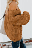 Pull oversize décontracté en tricot torsadé à col en V pour femme