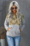 Womens Long Sleeve Tops Tribal Print Vintage Pocket Hoodie
