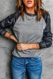 Women Long Sleeve Crewneck Pullover Camo Print Sweatshirts