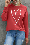 Heart Shape Print Long Sleeve Pullover Sweatshirt