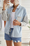 Contrast Leopard Denim Jacket for Women