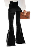 Butterfly Print Distressed Elastic High Waist Flare Jeans