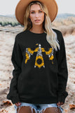 Sweat-shirt noir Western Sunflower Bird Graphic