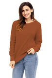 Women's Crew Neck Backless Knitted Pullover Cross Back Sweater