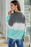 Women Color Block Casual Tops Tie Dye Pullover Sweatshirt