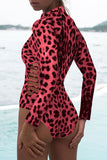 Maillot de bain femme Rash Guard Animal Print Zipper Cut Out