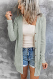Women's Long Sleeve Cable Knit Cardigan Sweater Solid Color Outerwear