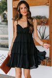 Womens Summer Swing Dress Spaghetti Straps Sleeveless Ruched Ruffled Mini Dress