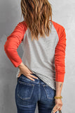 Womens Raglan Sleeve Striped Top with Pocket