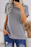 Casual Round Neck Short Sleeve Solid Color Tee