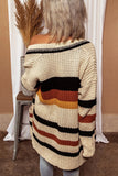 Womens Cardigan Color Block Striped Pocket Knit Sweaters Coat Outwear