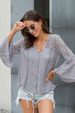 Womens Crochet White Bell Sleeve Top