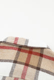 Womens Khaki Plaid Print Shirt Coat