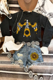 Sweat-shirt noir Western Sunflower Bird Graphic