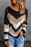 Pull en tricot ample à chevrons pour femmes Pull en tricot colorblock