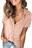 Chemise à manches courtes pour femmes Hauts à col rabattu Swiss Dot