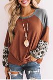 Long Sleeve Waffle Knit Orange Blouse with Twist Knot