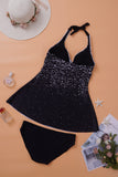 Tankini Bathing Suits for Women Dot Print Halterneck Two Piece Swimsuits Sets