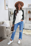 Women Long Sleeve Crewneck Pullover Camo Print Sweatshirts