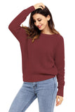 Women's Crew Neck Backless Knitted Pullover Cross Back Sweater
