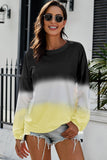 Femmes Color Block Casual Tops Tie Dye Pull Sweat