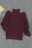 Womens Knit Sweaters Cotton Cold Shoulder Tunic Sweater Tops