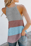 Knitted Tank Top Women's Color Block Striped Knit Top