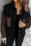 Vestes en jean contrastées léopard pour femmes Blouses surdimensionnées pour petit ami Tops