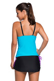 Maillot de bain Tankini Skort Bottom bleu color block