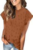 Womens Ruffled Sleeve Swiss Dot T-shirts