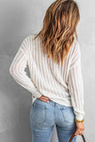 Womens White Pullover Top Hollow Out Drop Shoulder Knitted Sweater