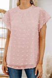 Womens Ruffled Sleeve Swiss Dot T-shirts