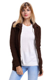 Cardigan en tricot torsadé à capuche pour femmes Manteau épais boutonné à manches longues avec poches