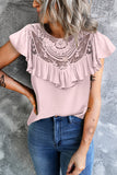 Lace Ruffled Short Sleeve T-shirt for Women