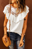 Lace Ruffled Short Sleeve T-shirt for Women